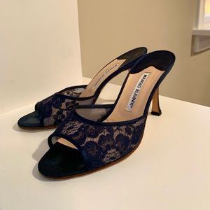 Manolo Blahnik Lace Pattern Slides